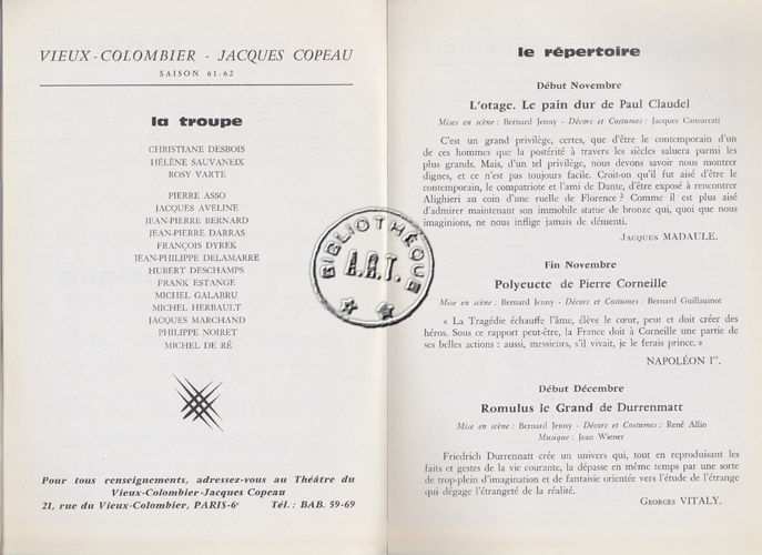 Les programmes de Théatre de l\